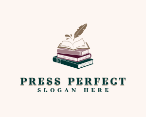 Book Author Quill logo design