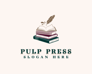 Book Author Quill logo design