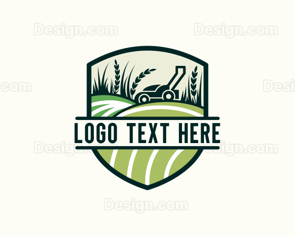 Grass Field Lawn Mower Logo