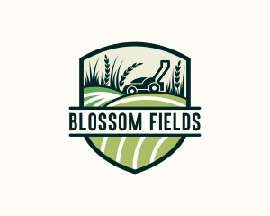 Grass Field Lawn Mower logo design