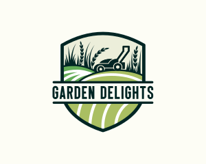 Grass Field Lawn Mower logo design