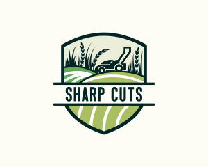 Grass Field Lawn Mower logo design