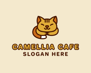 Sleeping Orange Cat logo design