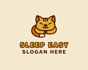 Sleeping Orange Cat logo design