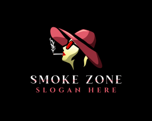 Adult Woman Smoking logo design