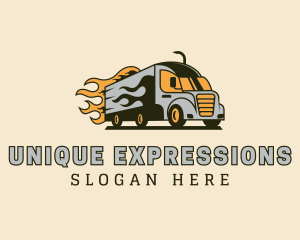 Flaming Truck Express logo design