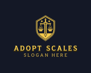 Sword Scale Shield logo design