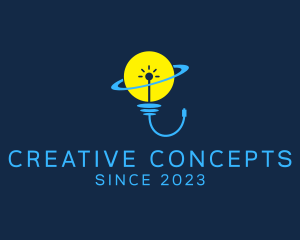 Planet Lightbulb Idea  logo design