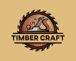 Saw Lumberjack Sculptor logo design