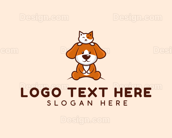 Cute Cat Dog Veterinarian Logo