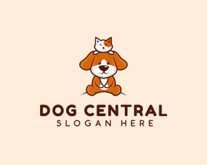 Cute Cat Dog Veterinarian logo design