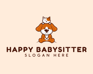 Cute Cat Dog Veterinarian logo design