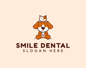 Cute Cat Dog Veterinarian logo design