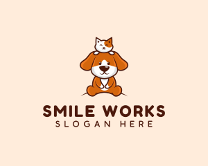 Cute Cat Dog Veterinarian logo design