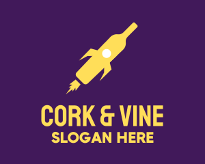 Yellow Wine Rocket Bar logo design