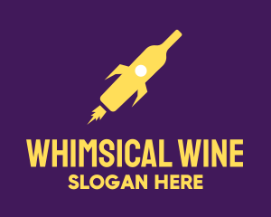 Yellow Wine Rocket Bar logo design