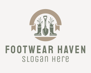 Boots Shovel Gardening logo design