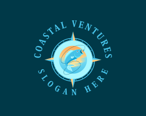 Fish Fishing Compass logo design