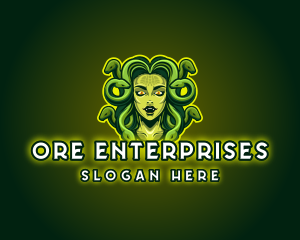 Mythical Medusa Snake logo design