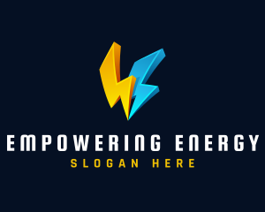 3D Lightning Power Energy logo design