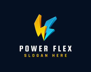 3D Lightning Power Energy logo design