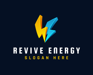 3D Lightning Power Energy logo design