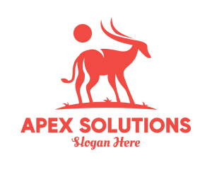 Red Antelope Silhouette  logo design