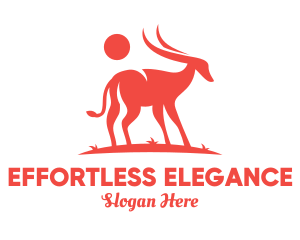 Red Antelope Silhouette  logo design