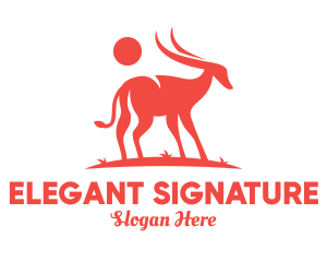 Red Antelope Silhouette  logo design