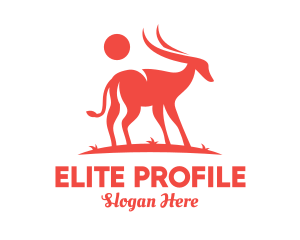 Red Antelope Silhouette  logo design