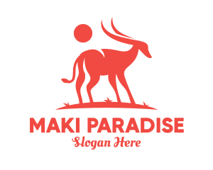 Red Antelope Silhouette  logo design