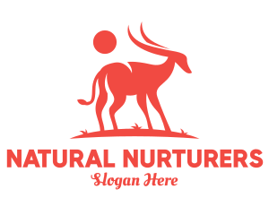 Red Antelope Silhouette  logo design