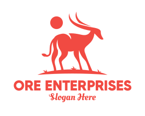 Red Antelope Silhouette  logo design