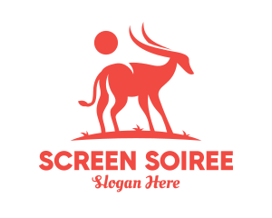 Red Antelope Silhouette  logo design