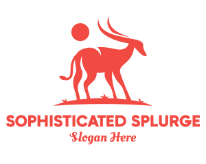 Red Antelope Silhouette  logo design