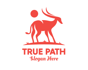 Red Antelope Silhouette  logo design