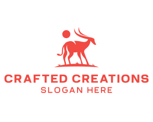 Red Antelope Silhouette  logo design