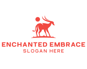 Red Antelope Silhouette  logo design