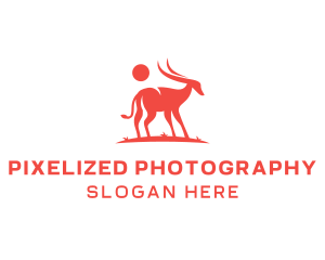 Red Antelope Silhouette  logo design