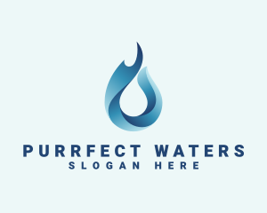 Flame Water Droplet logo design