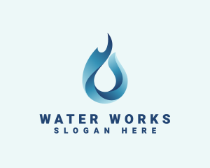 Flame Water Droplet logo design