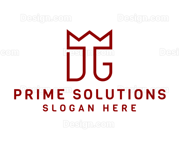 Simple Monoline Crown Letter DG Logo