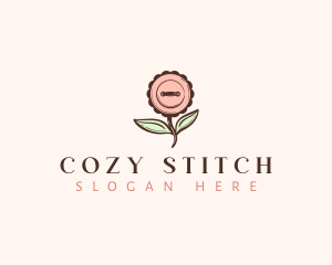 Sewing Button Flower logo design