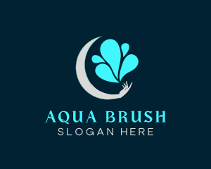 Splash Moon Hand logo design