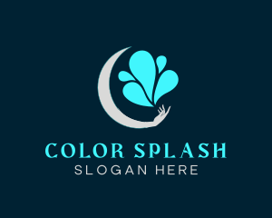 Splash Moon Hand logo design