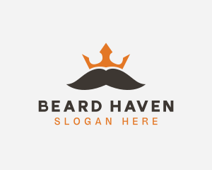 Beard Crown Mustache logo design