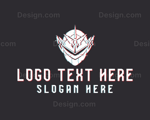 Futuristic Helmet Glitch Logo