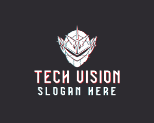 Futuristic Helmet Glitch logo design