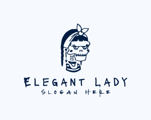 Blue Punk Skull Woman logo design