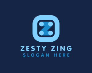 Blue Tech Letter Z logo design